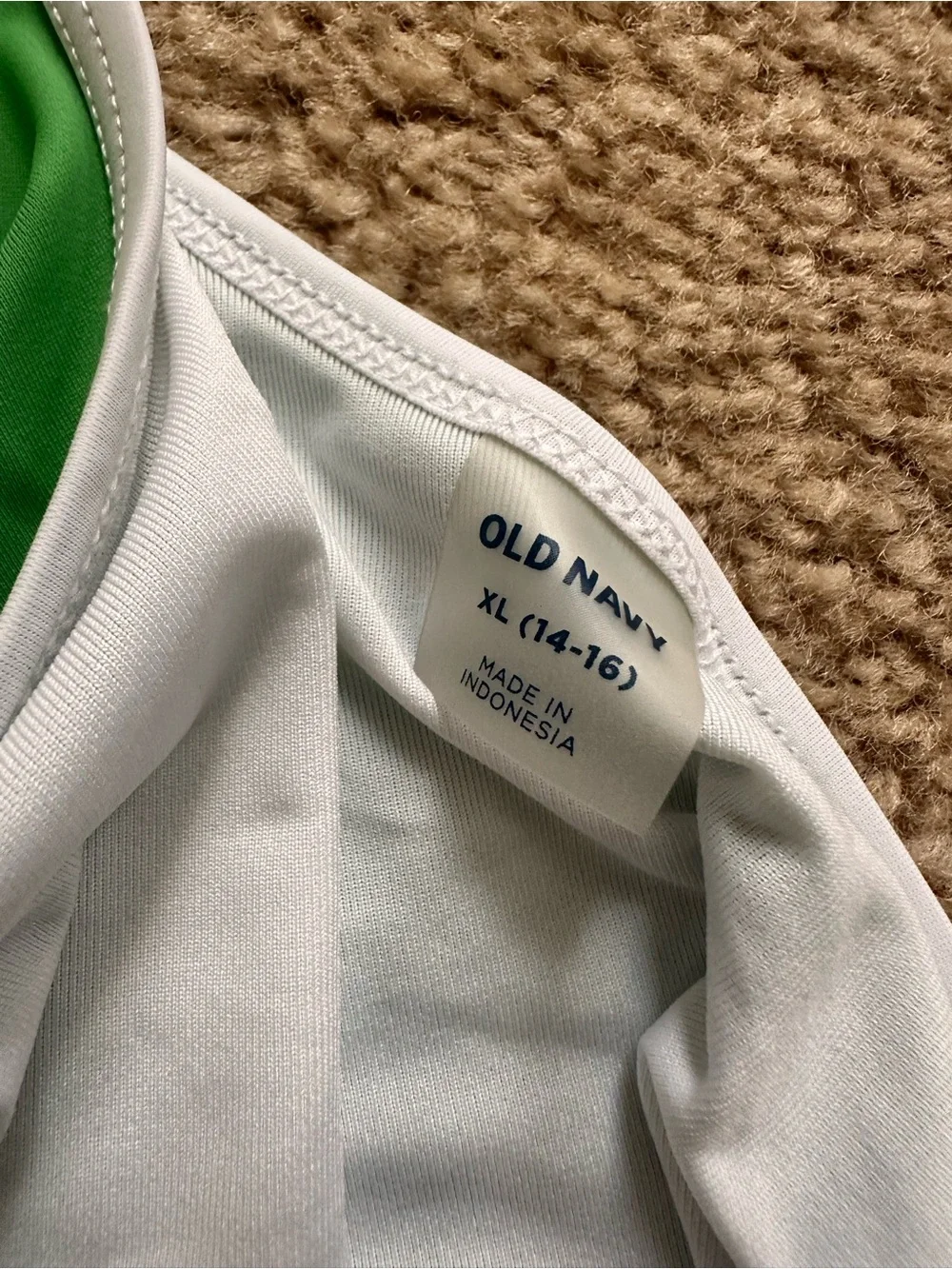 Old Navy Green One-Shoulder Girls Swimsuit with White Trim
